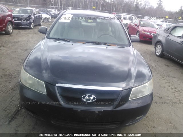 5NPEU46F86H034390 - 2006 HYUNDAI SONATA GLS/LX BLACK photo 6