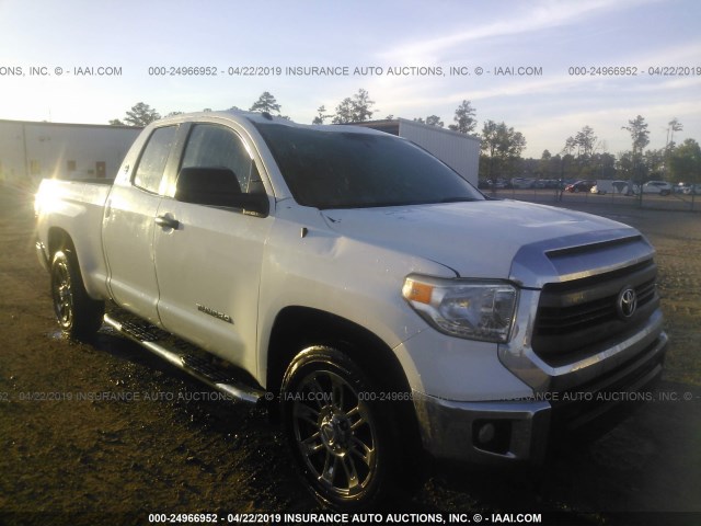 5TFRM5F12EX069795 - 2014 TOYOTA TUNDRA DOUBLE CAB SR/SR5 WHITE photo 1