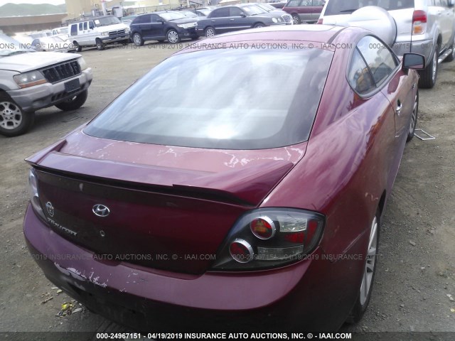 KMHHM66D37U238069 - 2007 HYUNDAI TIBURON GS RED photo 4