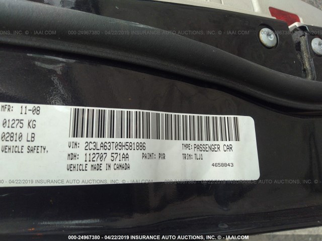 2C3LA63T09H581886 - 2009 CHRYSLER 300C BLACK photo 9