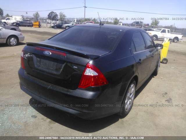 3FAHP0HA6BR235393 - 2011 FORD FUSION SE BLACK photo 4