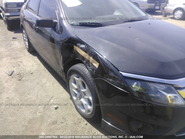 3FAHP0HA6BR235393 - 2011 FORD FUSION SE BLACK photo 6