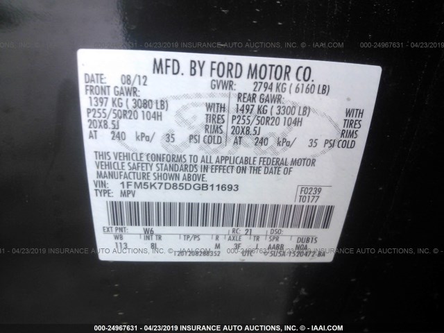 1FM5K7D85DGB11693 - 2013 FORD EXPLORER XLT GREEN photo 9