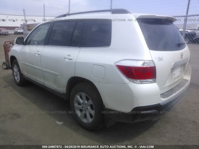 5TDBK3EH7DS186271 - 2013 TOYOTA HIGHLANDER PLUS/SE WHITE photo 3