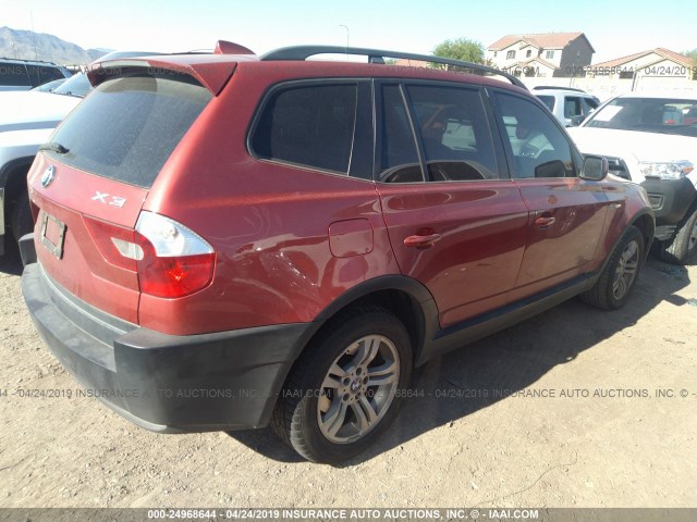 WBXPA93495WD07501 - 2005 BMW X3 3.0I RED photo 4