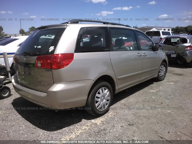 5TDZK23C09S256233 - 2009 TOYOTA SIENNA CE/LE GOLD photo 4