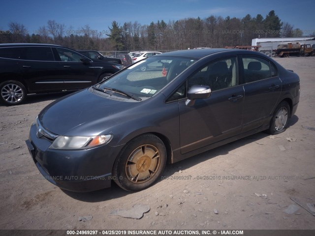 JHMFA362X6S017546 - 2006 HONDA CIVIC HYBRID BLUE photo 2