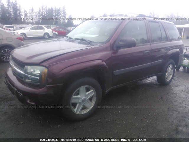 1GNDT13S052367950 - 2005 CHEVROLET TRAILBLAZER LS/LT BURGUNDY photo 2