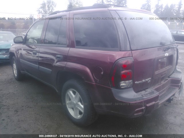 1GNDT13S052367950 - 2005 CHEVROLET TRAILBLAZER LS/LT BURGUNDY photo 3