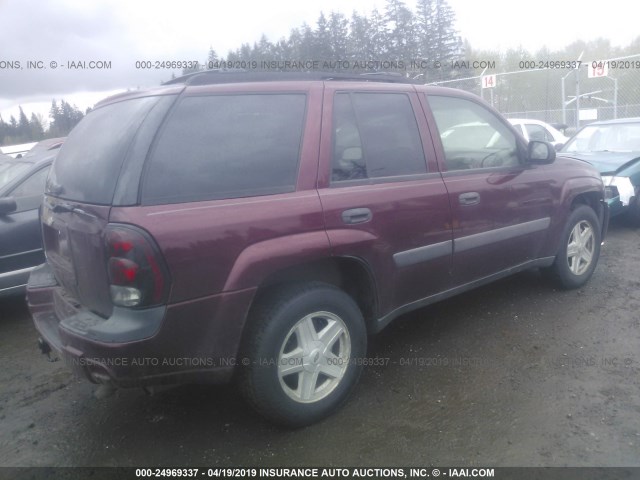 1GNDT13S052367950 - 2005 CHEVROLET TRAILBLAZER LS/LT BURGUNDY photo 4