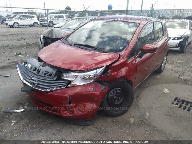 3N1CE2CP6FL419021 - 2015 NISSAN VERSA NOTE S/S PLUS/SV/SL/SR RED photo 2