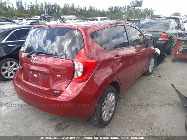 3N1CE2CP6FL419021 - 2015 NISSAN VERSA NOTE S/S PLUS/SV/SL/SR RED photo 4