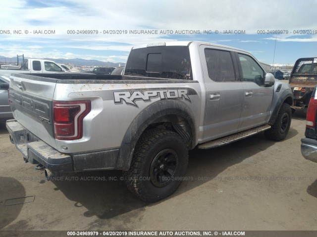 1FTFW1RG5JFD85603 - 2018 FORD F150 RAPTOR SILVER photo 4