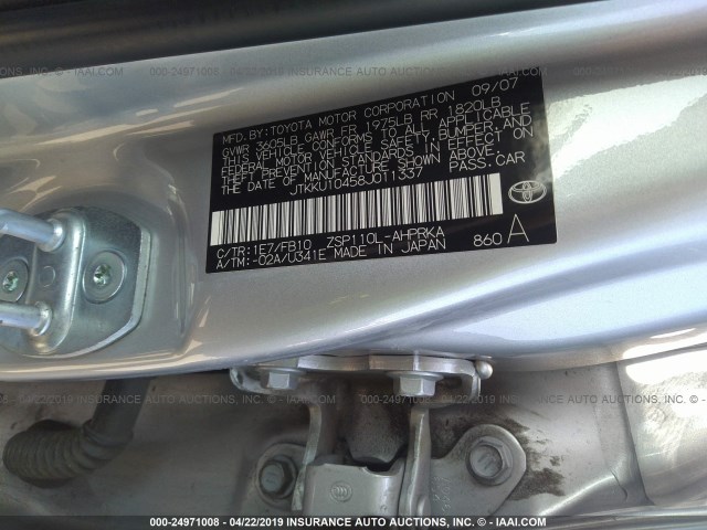 JTKKU10458J011337 - 2008 TOYOTA SCION XD SILVER photo 9