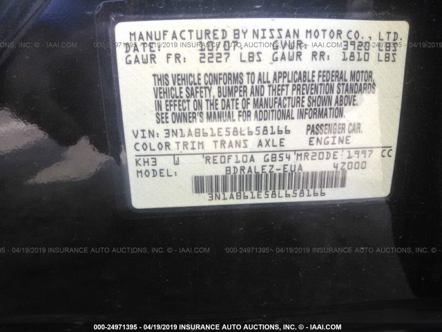 3N1AB61E58L658166 - 2008 NISSAN SENTRA 2.0/2.0S/2.0SL BLACK photo 9