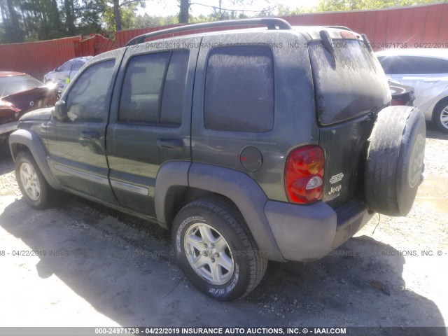 1J4GL48K73W563156 - 2003 JEEP LIBERTY SPORT/FREEDOM GREEN photo 3