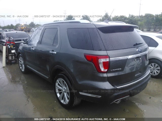 1FM5K7F80KGB48287 - 2019 FORD EXPLORER LIMITED GRAY photo 3