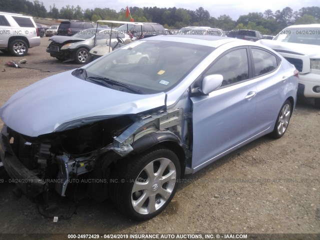 KMHDH4AE2DU668579 - 2013 HYUNDAI ELANTRA GLS/LIMITED BLUE photo 2