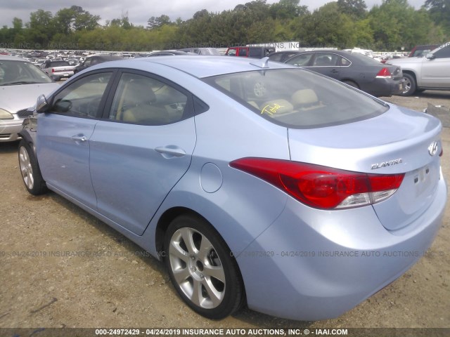 KMHDH4AE2DU668579 - 2013 HYUNDAI ELANTRA GLS/LIMITED BLUE photo 3