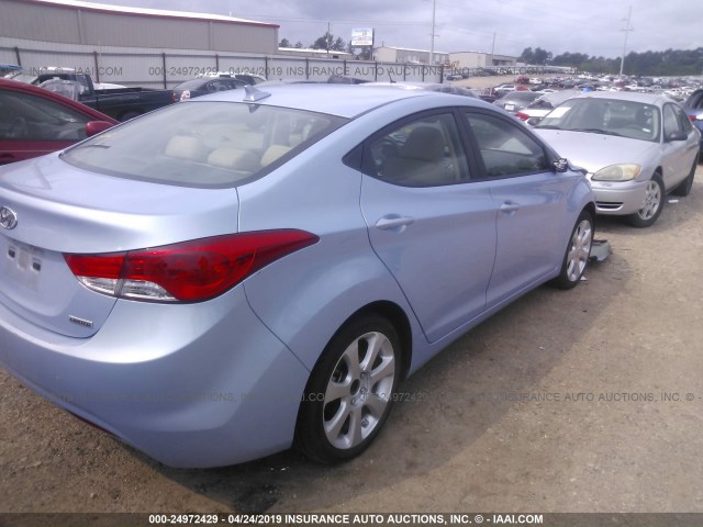 KMHDH4AE2DU668579 - 2013 HYUNDAI ELANTRA GLS/LIMITED BLUE photo 4