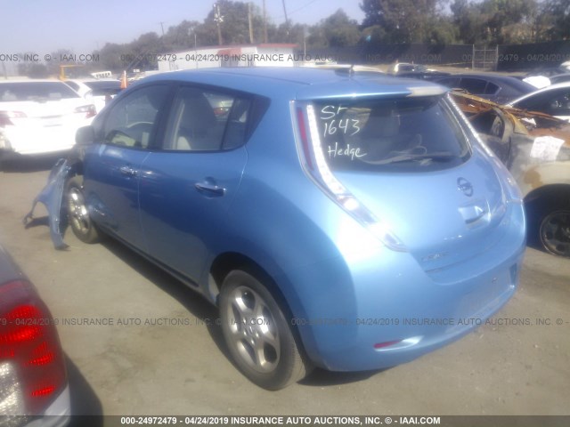 JN1AZ0CP2BT001982 - 2011 NISSAN LEAF SV/SL BLUE photo 3