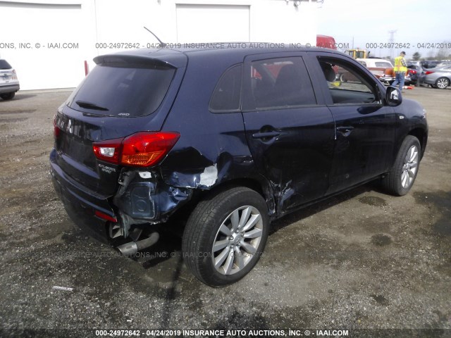 JA4AR4AU5BZ018943 - 2011 MITSUBISHI OUTLANDER SPORT SE BLUE photo 4