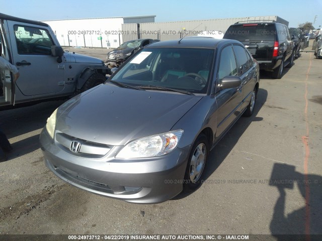 JHMES96675S023348 - 2005 HONDA CIVIC HYBRID GRAY photo 2