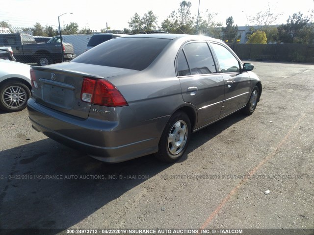 JHMES96675S023348 - 2005 HONDA CIVIC HYBRID GRAY photo 4