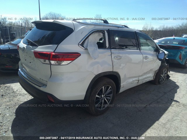 5TDJZRFH8JS889236 - 2018 TOYOTA HIGHLANDER SE/XLE WHITE photo 4