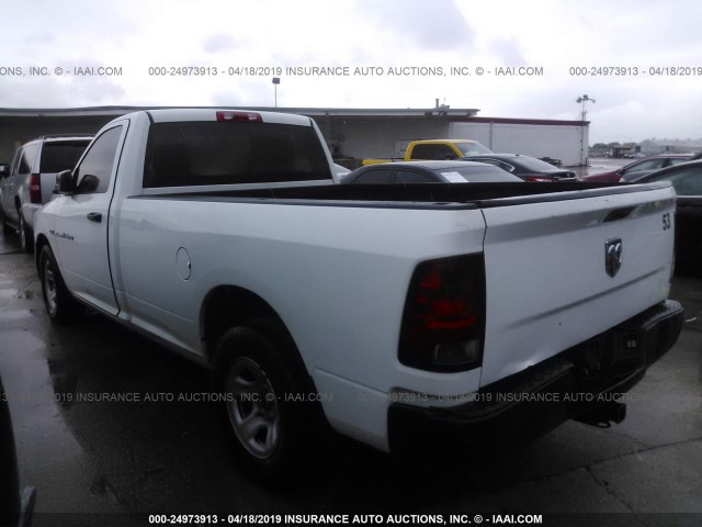 3C6JD6DT0CG136488 - 2012 DODGE RAM 1500 ST WHITE photo 3