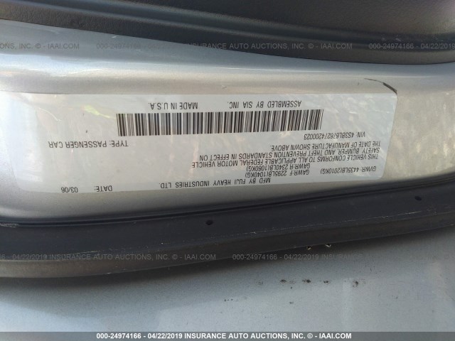 4S3BL676274200023 - 2007 SUBARU LEGACY SILVER photo 9