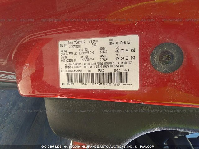 3D7MU48C03G815011 - 2003 DODGE RAM 3500 ST/SLT RED photo 9