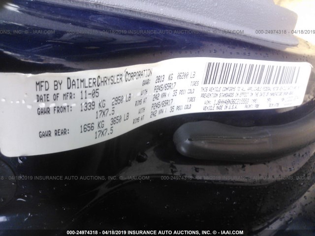 1J8HH48N36C215553 - 2006 JEEP COMMANDER BLUE photo 9