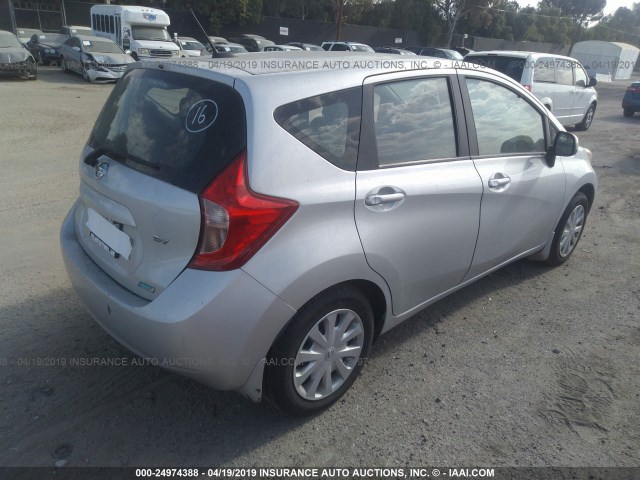 3N1CE2CP5EL363202 - 2014 NISSAN VERSA NOTE S/S PLUS/SV/SL SILVER photo 4