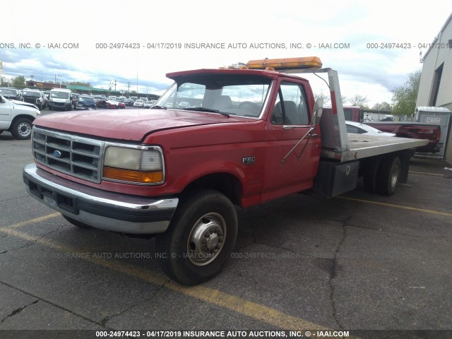 1FDLF47F5SEA04074 - 1995 FORD F SUPER DUTY RED photo 2