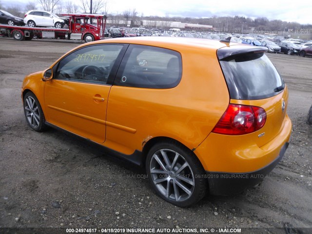 WVWFV71K27W163034 - 2007 VOLKSWAGEN NEW GTI FAHRENHEIT ORANGE photo 3