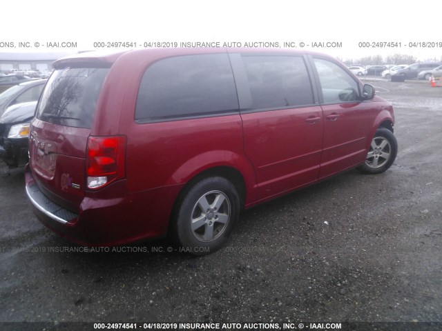 2C4RDGCG0DR502466 - 2013 DODGE GRAND CARAVAN SXT RED photo 4