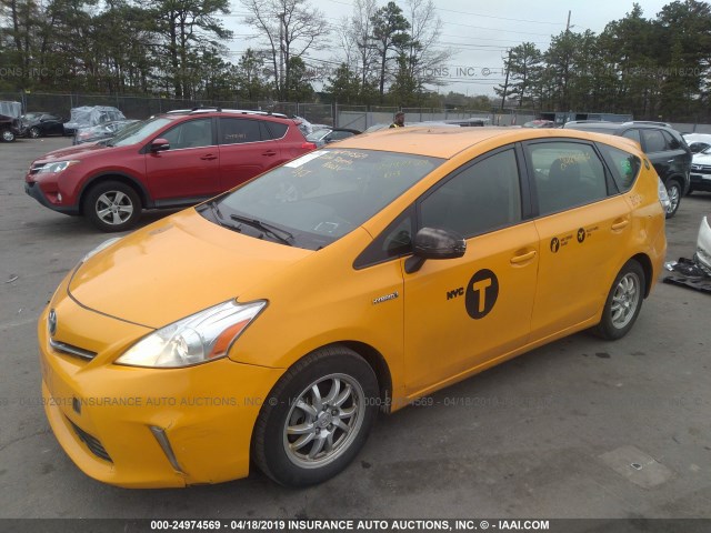 JTDZN3EU3E3303592 - 2014 TOYOTA PRIUS V YELLOW photo 2