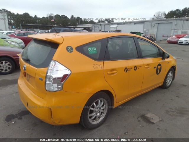 JTDZN3EU3E3303592 - 2014 TOYOTA PRIUS V YELLOW photo 4