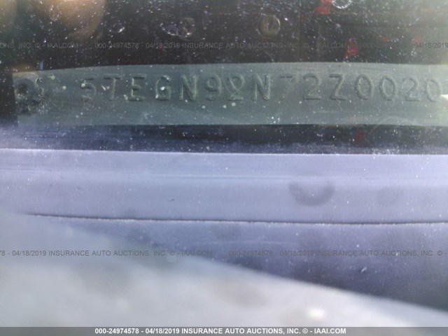 5TEGN92N72Z002019 - 2002 TOYOTA TACOMA DOUBLE CAB PRERUNNER BLACK photo 9