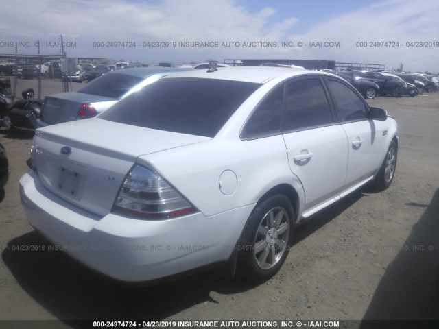 1FAHP24W48G173960 - 2008 FORD TAURUS SEL WHITE photo 4