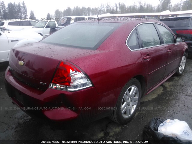 2G1WB5E37E1132911 - 2014 CHEVROLET IMPALA LIMITED LT RED photo 4