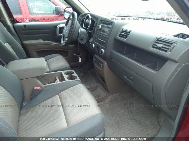 2HJYK16406H534130 - 2006 HONDA RIDGELINE RTS RED photo 5