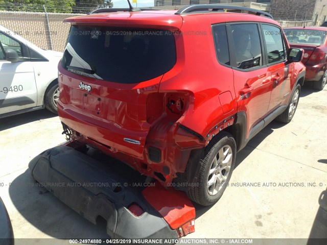 ZACCJABT9FPB22446 - 2015 JEEP RENEGADE LATITUDE RED photo 4