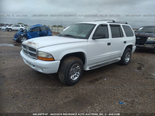 1B4HS48N32F195447 - 2002 DODGE DURANGO SLT WHITE photo 2