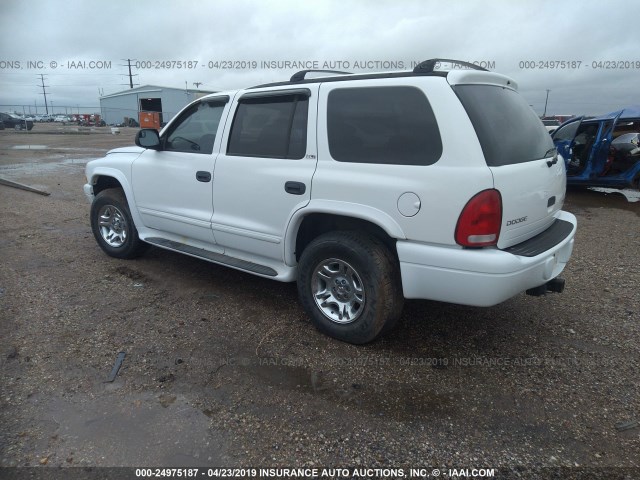 1B4HS48N32F195447 - 2002 DODGE DURANGO SLT WHITE photo 3