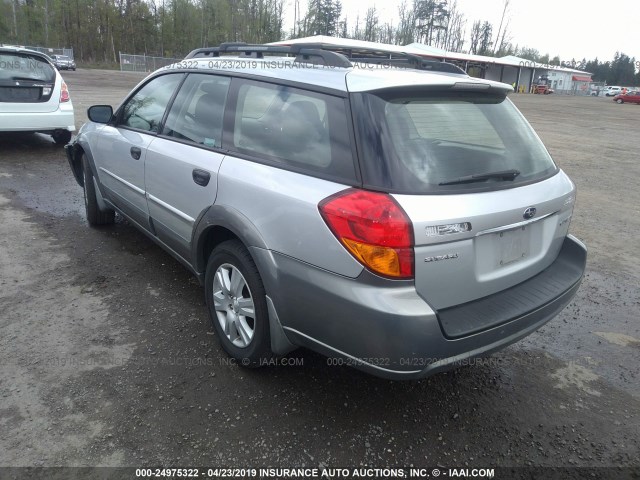 4S4BP61CX57377283 - 2005 SUBARU LEGACY OUTBACK 2.5I SILVER photo 3