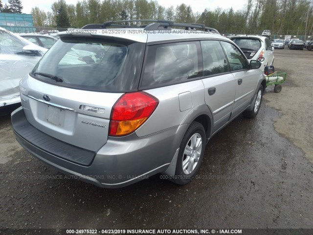 4S4BP61CX57377283 - 2005 SUBARU LEGACY OUTBACK 2.5I SILVER photo 4