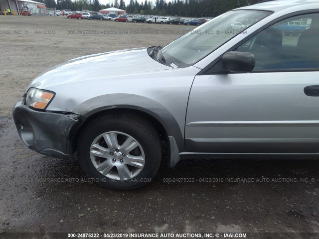 4S4BP61CX57377283 - 2005 SUBARU LEGACY OUTBACK 2.5I SILVER photo 6