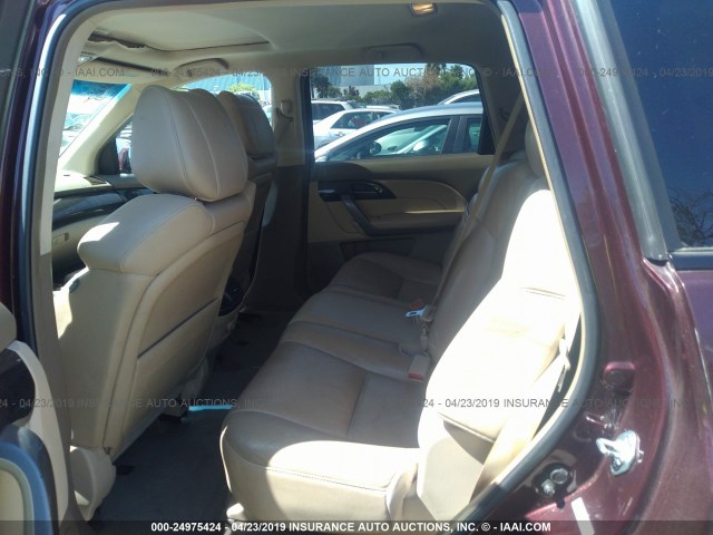 2HNYD28398H504419 - 2008 ACURA MDX TECHNOLOGY MAROON photo 8